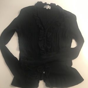 ANNE FONTAINE Paris Black Ruffle Front Top